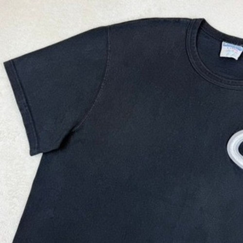 VINTAGE Champion Mens XL Big Logo‎ Embroidered T-Shirt Faded Black Short Sleeve - Picture 3 of 12
